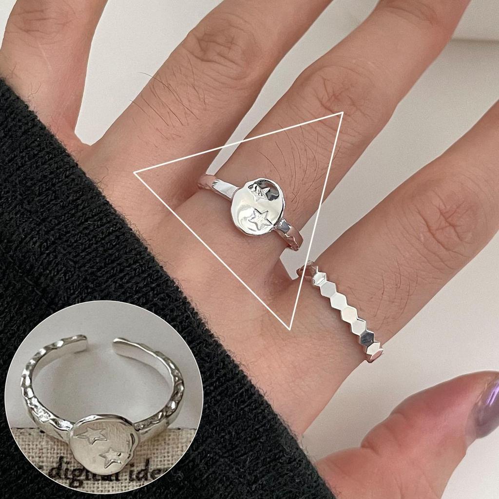 Women's Retro Black Oval Geometric Open Ring - Versatile Fashion Index Finger Jewelry