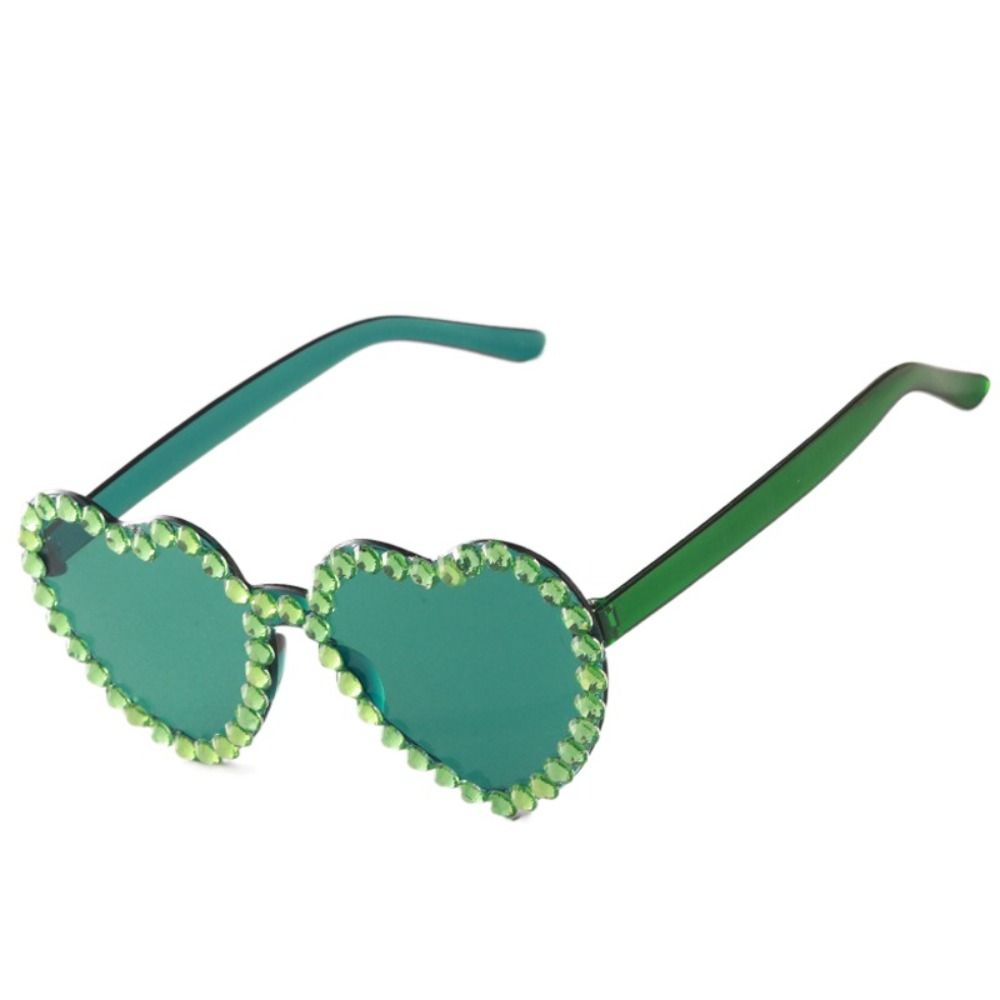 Heart-shaped Frame Fashion Rhinestone Sunglasses Outdoor Travel Party Sunglasses Sun-Protective Black Shades Glasses