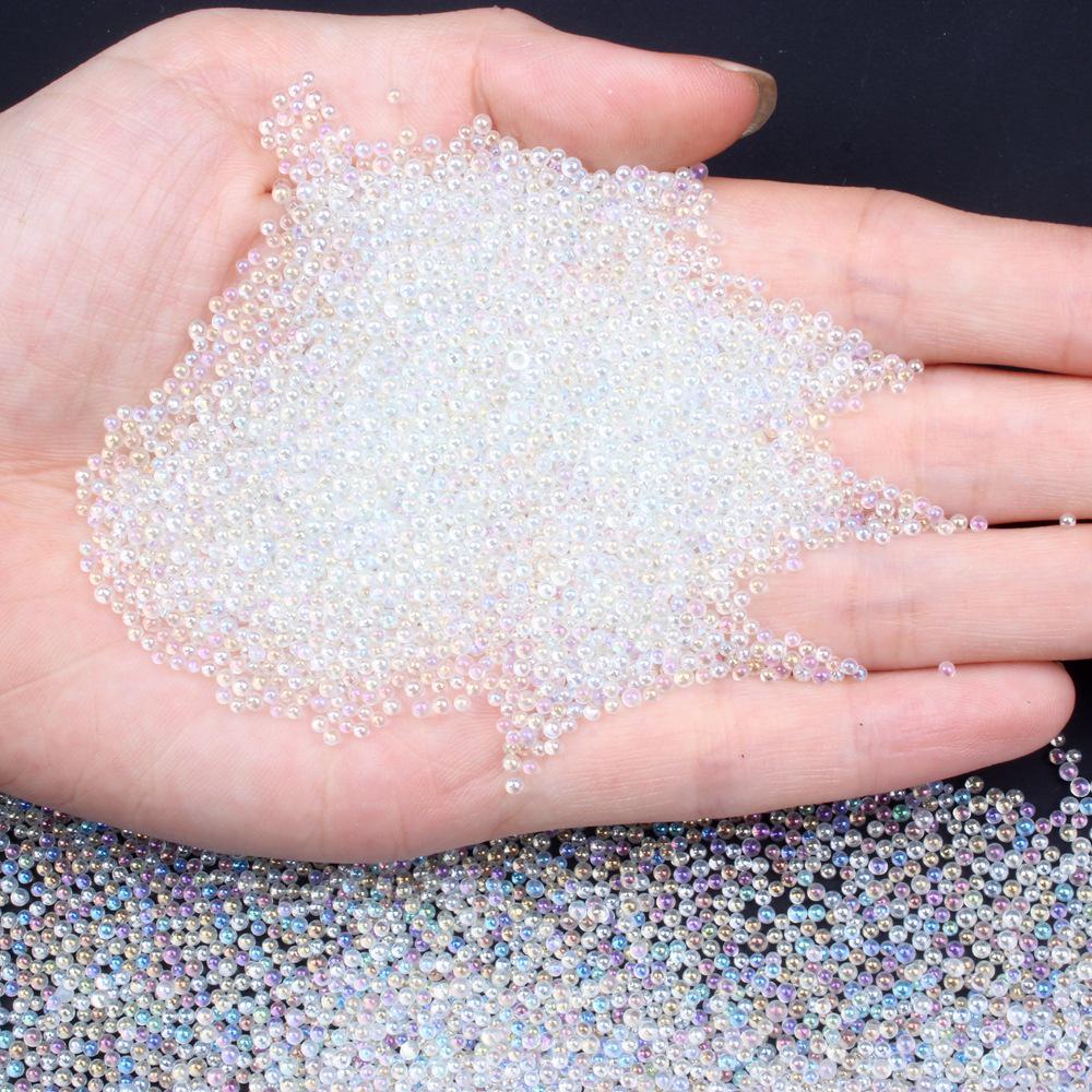 

Curated Iridescent Glass Bubble Beads for DIY Nail Art