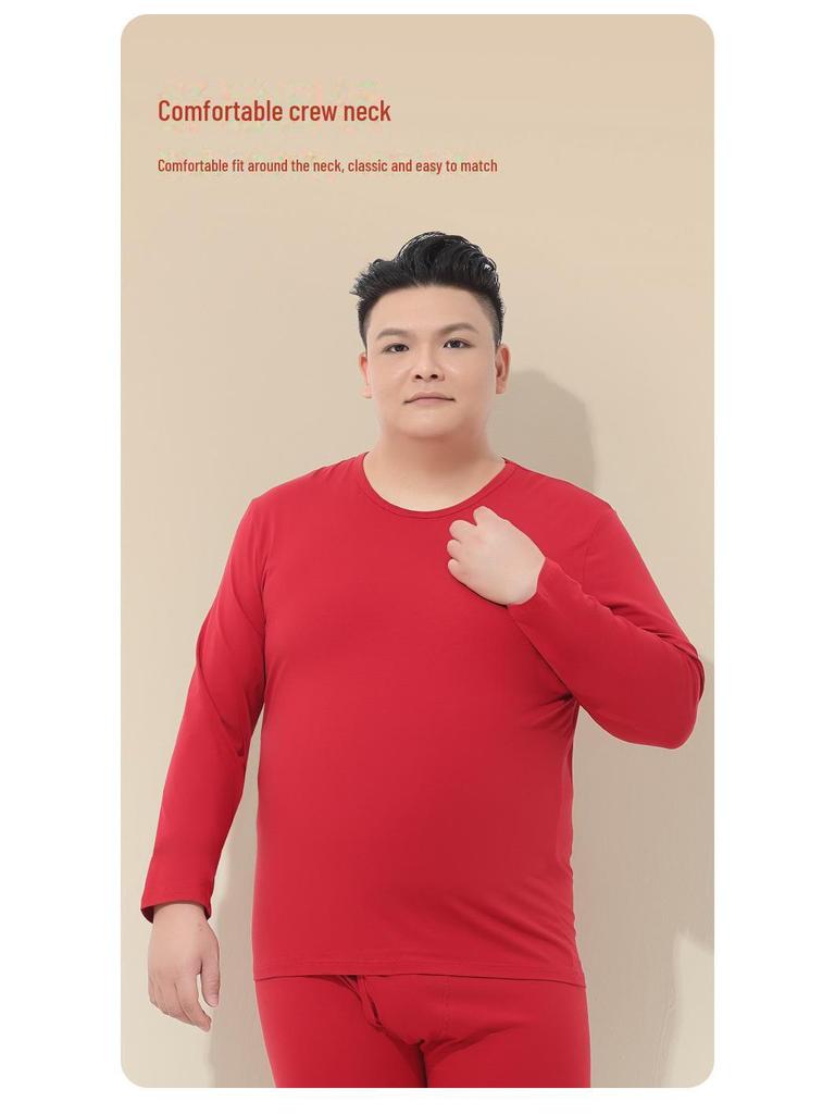 Men's Red Thermal Underwear Set - Cotton Modal Blend for Autumn/Winter