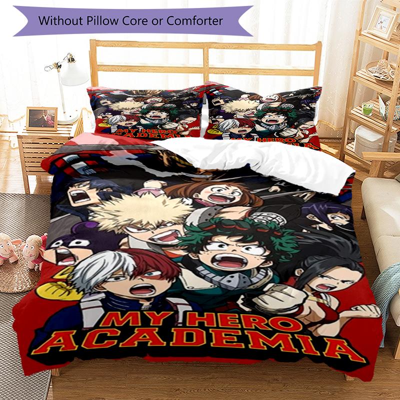 3pcs My Hero Academia Bedding Set Duvet Cover Closure Includes 1 Duvet Cover & 2 Pillowcases, Soft and Comfortable for All Seasons.