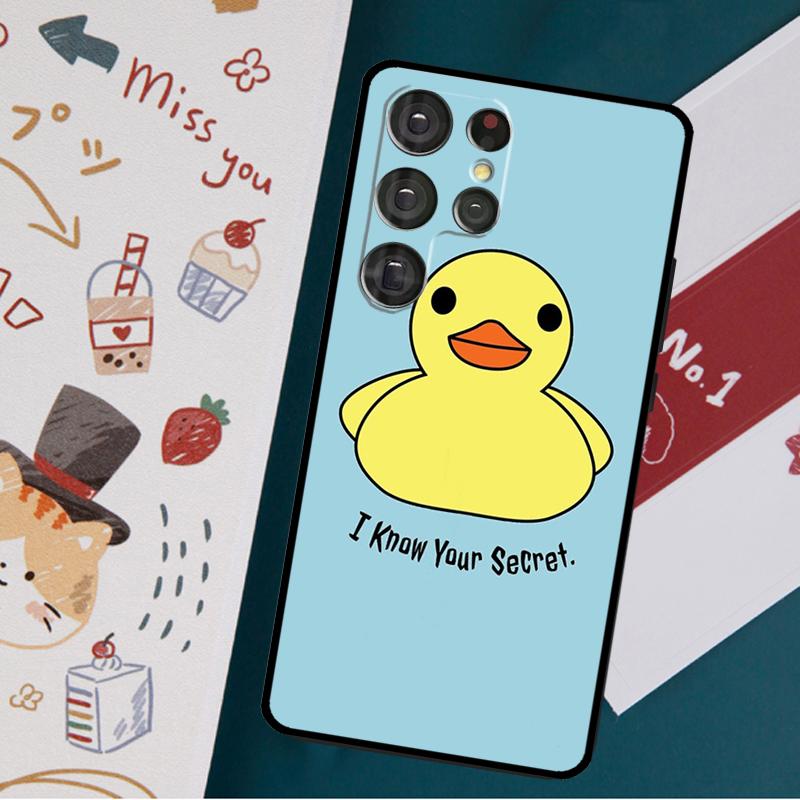 Kwaii Yellow Duck Case For Samsung Galaxy S23 S21 S22 Ultra Plus S20 FE Note 20 Note 10 S8 S9 S10 Plus Cover
