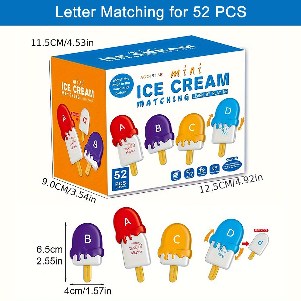 Matching Letters Ice Cream Toy Alphabet Match Uppercase Lowercase Color Cognitive Pairing Game Education Learning For Boy Girl