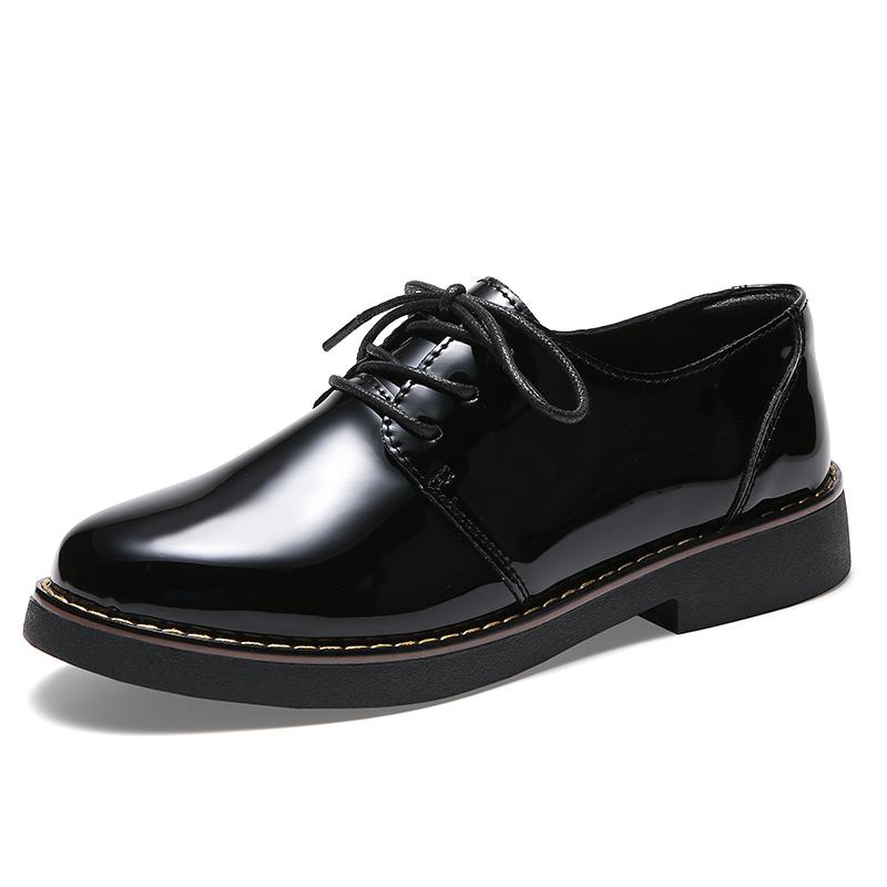 

Осінь Зима Жіночі Туфлі на Плоскій Підошві Нові Туфлі Оксфорди в Британському Стилі Жіночі Туфлі на Платформі Збільшуючі Чорні Робочі Туфлі Жіночі Mujer 35