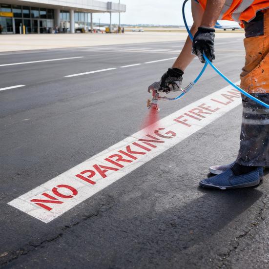 No Parking Fires Lane Stencil Reusable Silicone Spray Painting Template for Asphalt Concrete Pavement Flexible Marking Tool