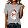 Damen Christmas Print Kurzarm T-Shirt Lässiges Feiertags-Top