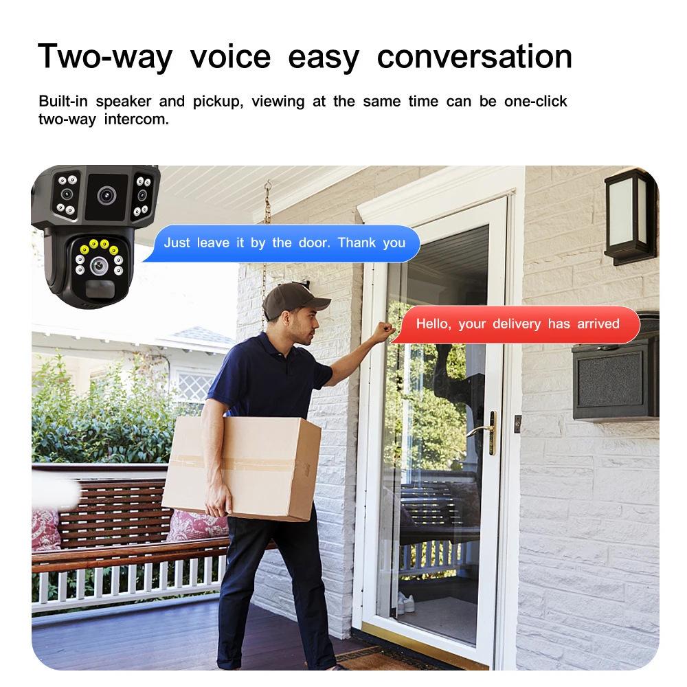 Solar-Powered Outdoor Three-Screen HD Night Vision Camera for Remote Orchard Monitoring