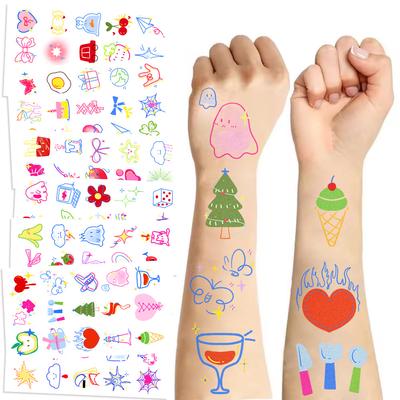 New Cartoon Dopamine Girl Tattoo Stickers Waterproof Party Gift Funny Face Stickers