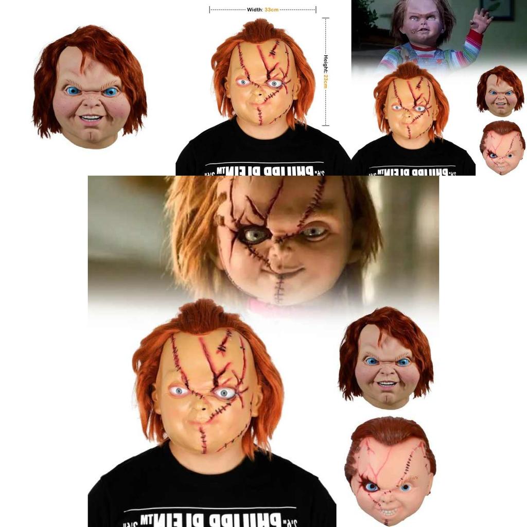 Childs Play Halloween Latex Mask With Blood Effect For Horror Party Cosplay