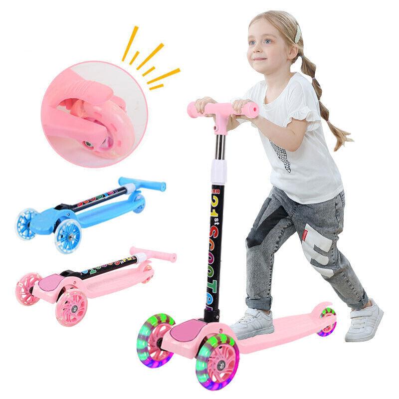 Odin Pink Foldable Wide Deck Flashing Wheels Music Children's Scooter