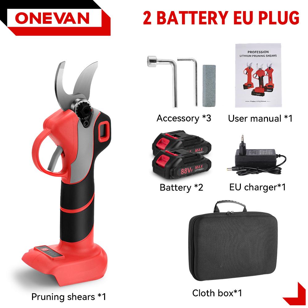ONEVAN 30mm 4Gears Brushless Electric Pruning Shears Cordless Rechargeable Fruit Tree Bonsai Pruning For Makita 18V Battery Pin