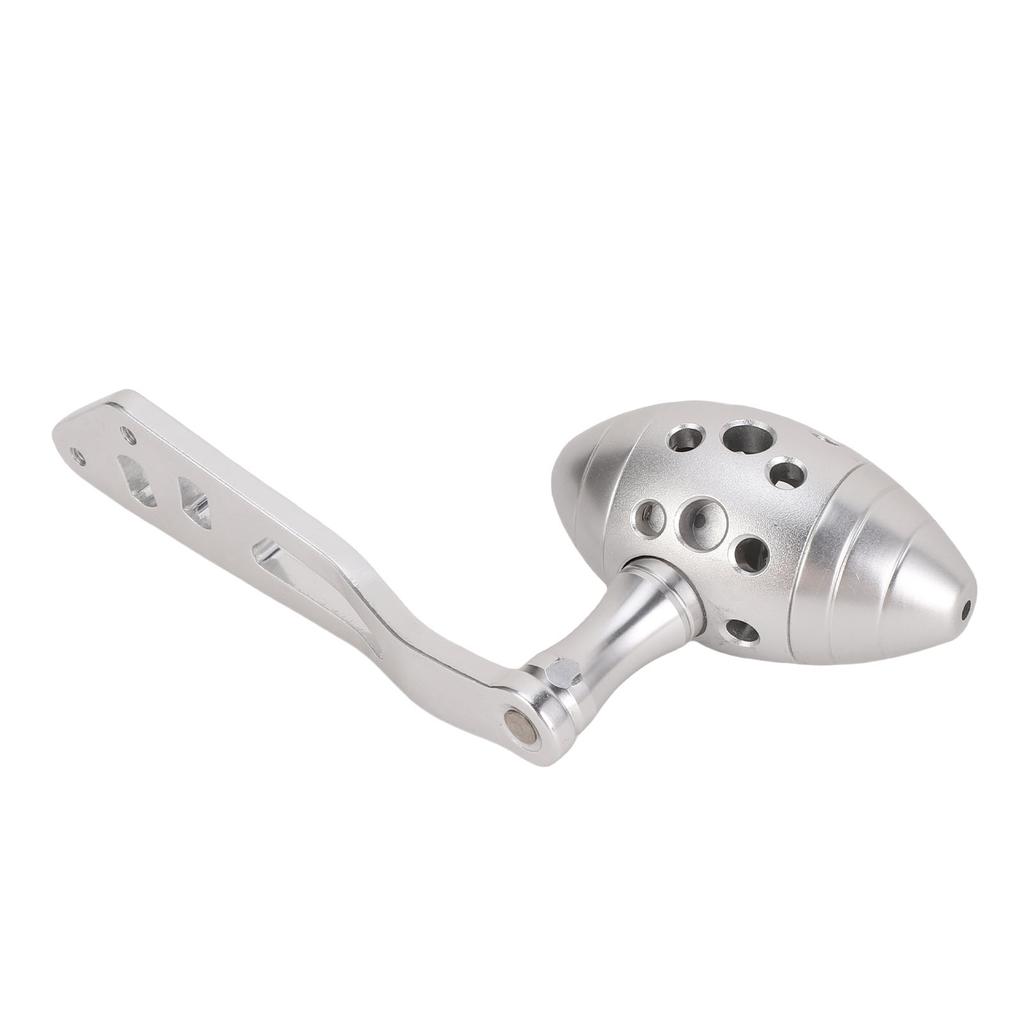 Fishing Reel Handle Silver White Aluminum Alloy Single Baitcasting Reel Power Handle with Olive Shaped Knob for
