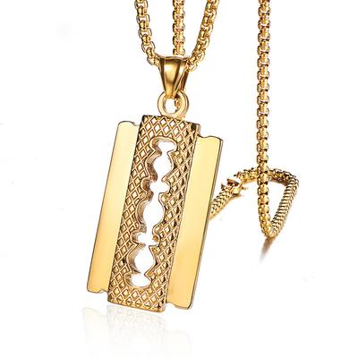 Punk Rasierklinge Anhänger Männlich Gold Silber Farbe Edelstahl Friseursalon Halskette für Männer Friseursalon Schmuck Geschenk