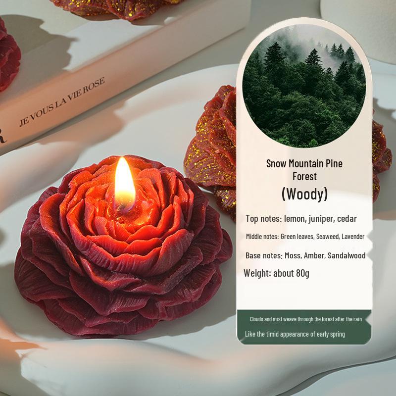 Gilded Rose Peony Shaped Soy Candle - Low-Temp Drip Wax for Couples Atmosphere