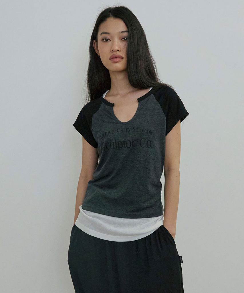 SCULPTOR Archive Raglan Tee Charcoal
