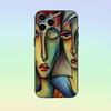 Abstract Human Face Art Phone Case For iPhone 17,16,15,14,13,12,11 ,Soft Silicone Black Cover