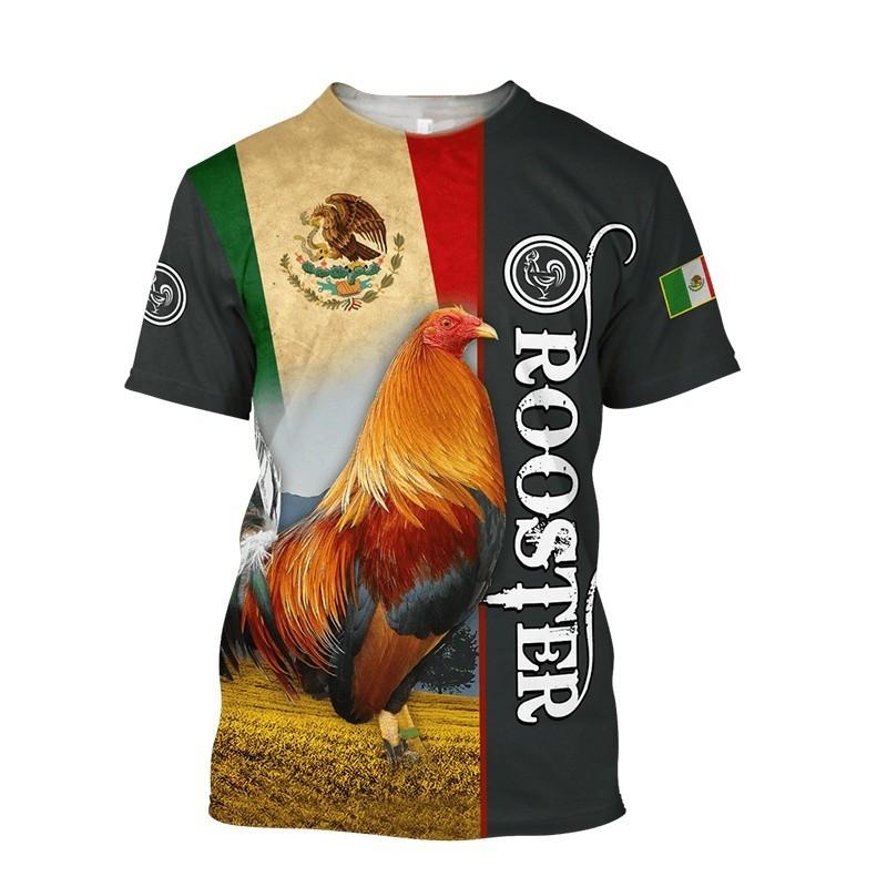 Men's T-shirt with male and female rooster pattern 3D printed T-shirt