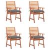 Outdoor Dining Chairs Set of 4 and Cushions Solid Acacia