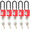 5 Sets Lockout Lock 38mm Nylon Engineered Dustproof Security Padlock for Industrial SiteRed