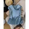 Women Satin V Neck Blouse Elegant Short Sleeve Side Drawstring Ruched Top Summer Casual Work Office Tunic Fashion Sleeveless Sweet Tank Tops for Women