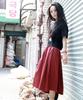 Deumakeu Real Wide Two Tuck Stripe Bumuda Pants - Burgundy