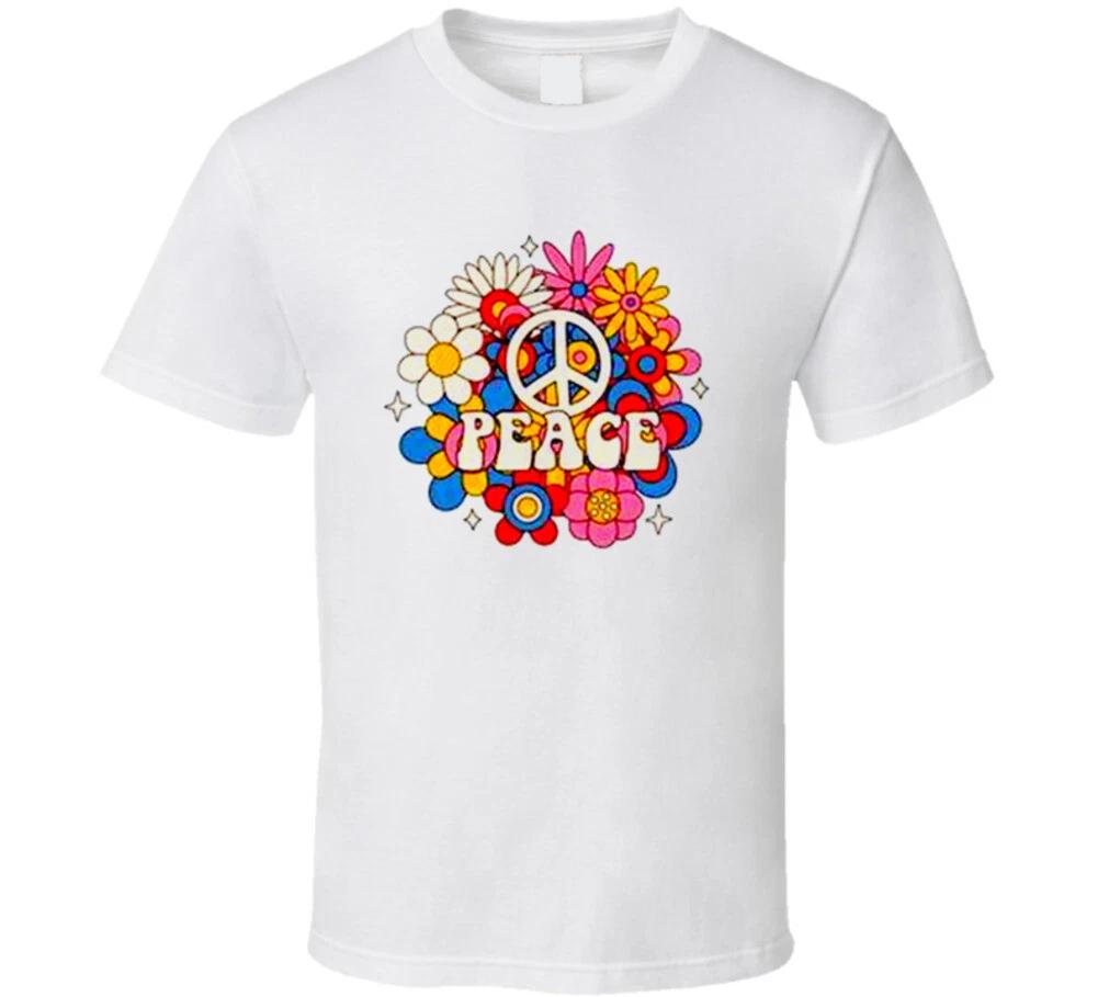 Peace Flowers Groovy Hippie Fun Gift Retro Vintage T Shirt 2XL
