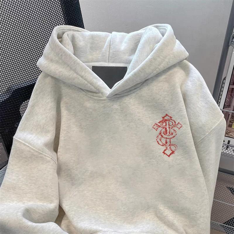 Unisex Oversized Hooded Sweatshirt Thick Fleece Lined Fall Winter Casual Streetwear With Letter Print