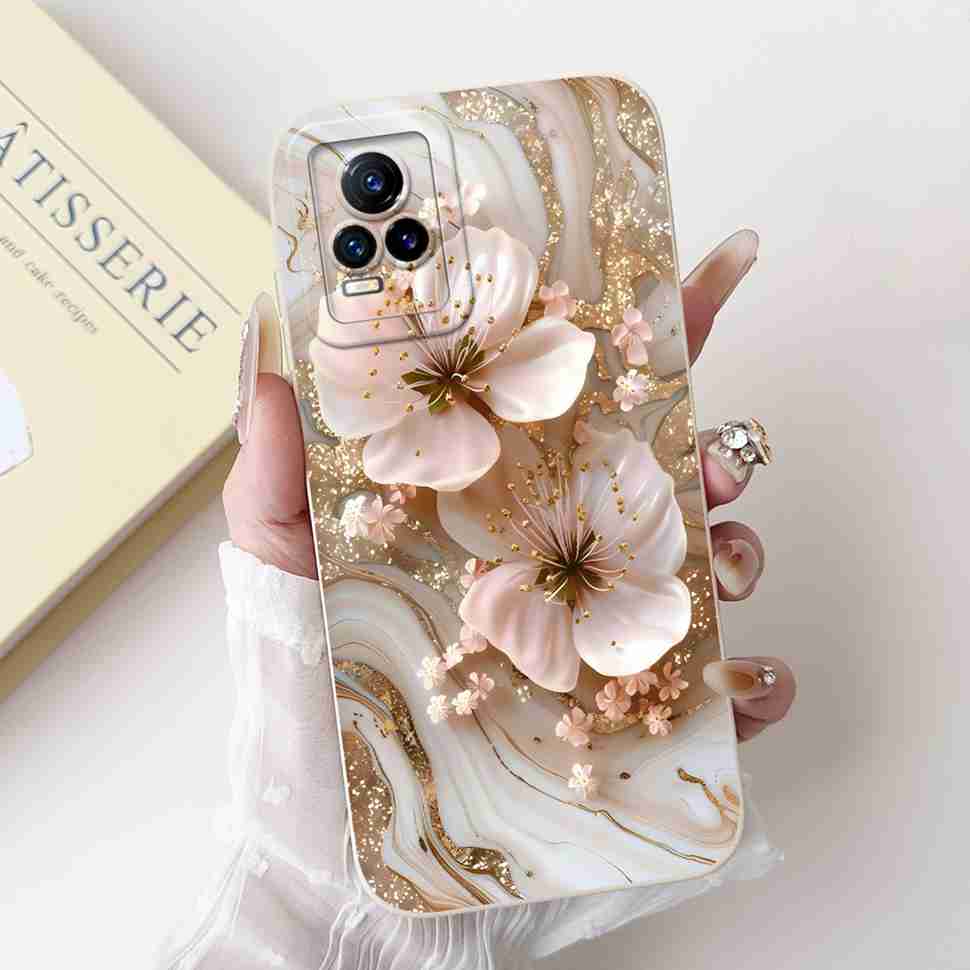 For Vivo V21e 4G V2061 6.44" Case Fashion Painting Soft Silicone TPU Cover For Vivo Y73 2021 V2059 Luxury Flower Cat Phone Cases