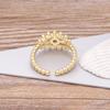 Fashion Bohemian Lucky Turkish Evil Eye Rhinestone Open Rings For Women Vintage Boho Adjustable Ring Copper Zircon Party Jewelry
