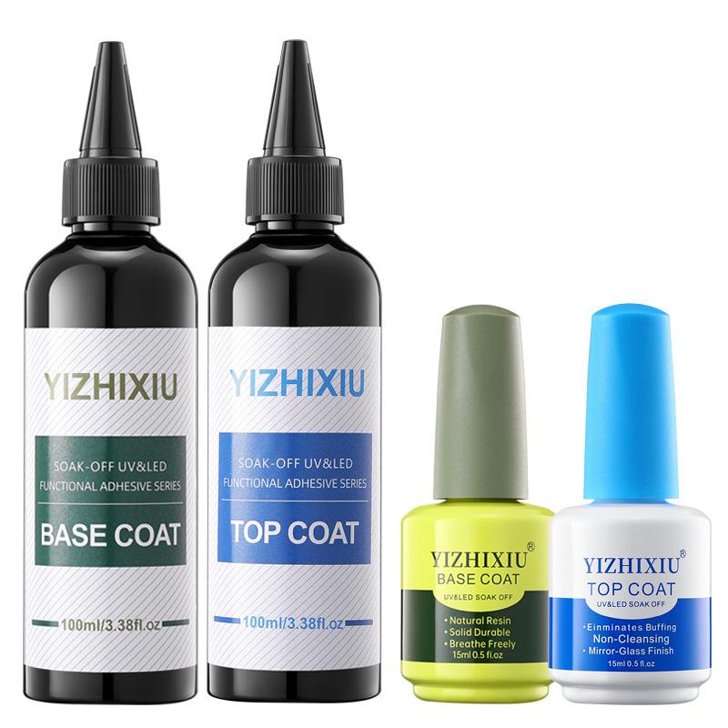 Functional Gel Nail Polish Set: Strengthening Base Coat, Balancing Matte Sealer, Marbling Liquid