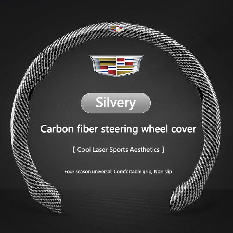 5D Carbon Fiber Car Steering Wheel Cover Anti-slip Booster For Cadillac ESCALADE ESV CT4 CT5 CT6 XT4 XT5 XT6 LYRIQ ATS CTS SRX
