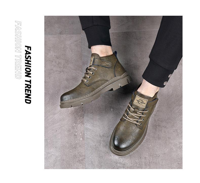 Men's 2023 Autumn/Winter High-Top Cotton Martin Boots: Stylish, Warm, Retro Leather Work Shoes