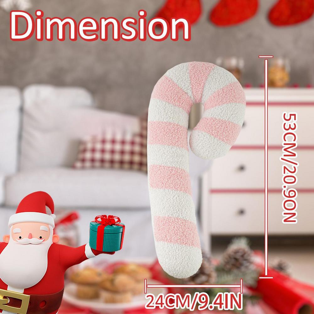 35cm/53cm Christmas Throw Pillow Soft Lollipop Shape Plush Cushion Plush Candy Cane Couch Pillows for Sofa Bedroom Living Room