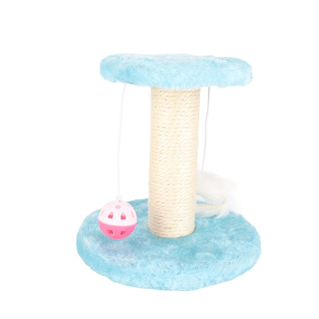 Cat Scratching Post Interactive Soft Plush 2 Layers Sisal Rope Scratcher Tree for Indoor Cats Kittens Blue