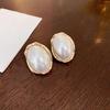 French Retro Pearl Geometric Earrings: Exaggerated Fashionable Studs for Women.