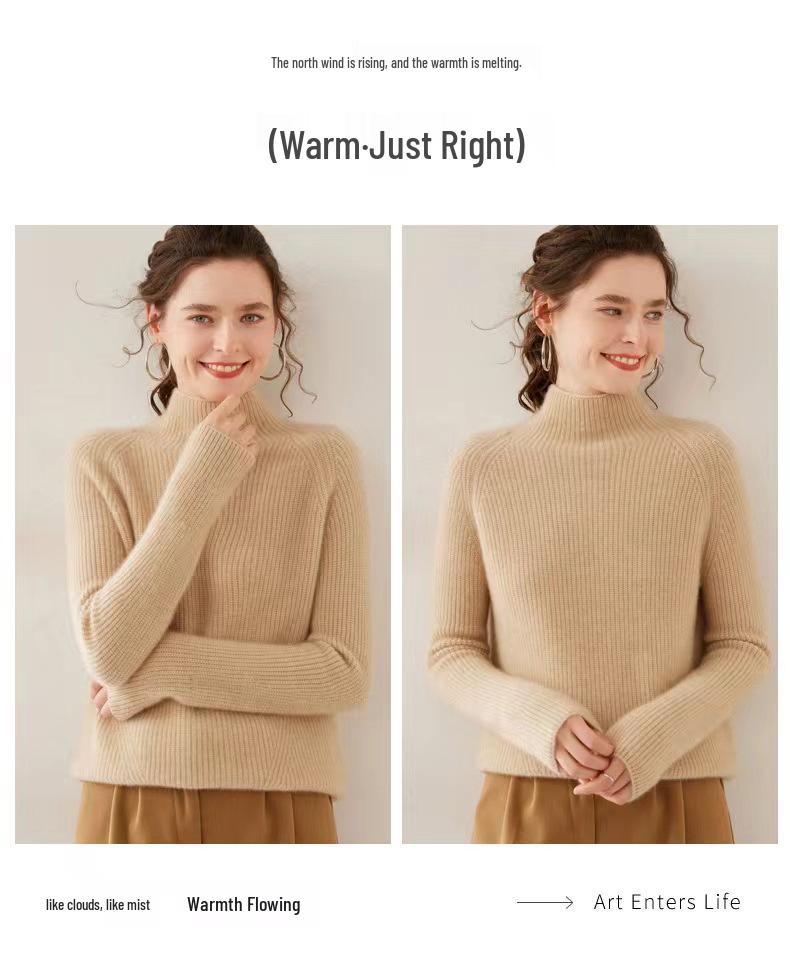 Women's Thick Wool Turtleneck Sweater - Cozy & Warm Cashmere Knit for Autumn/Winter