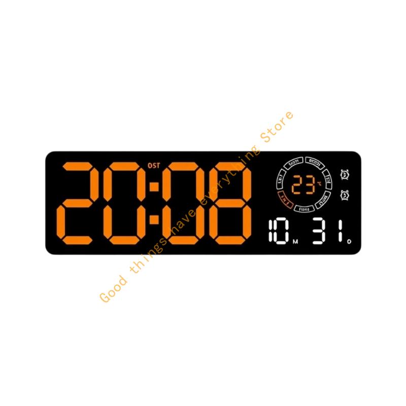 

Multicolor LED Digital Wall Clock With Brightness Adjustment Time Date Temperature Display Night Light For Home Office 55KF