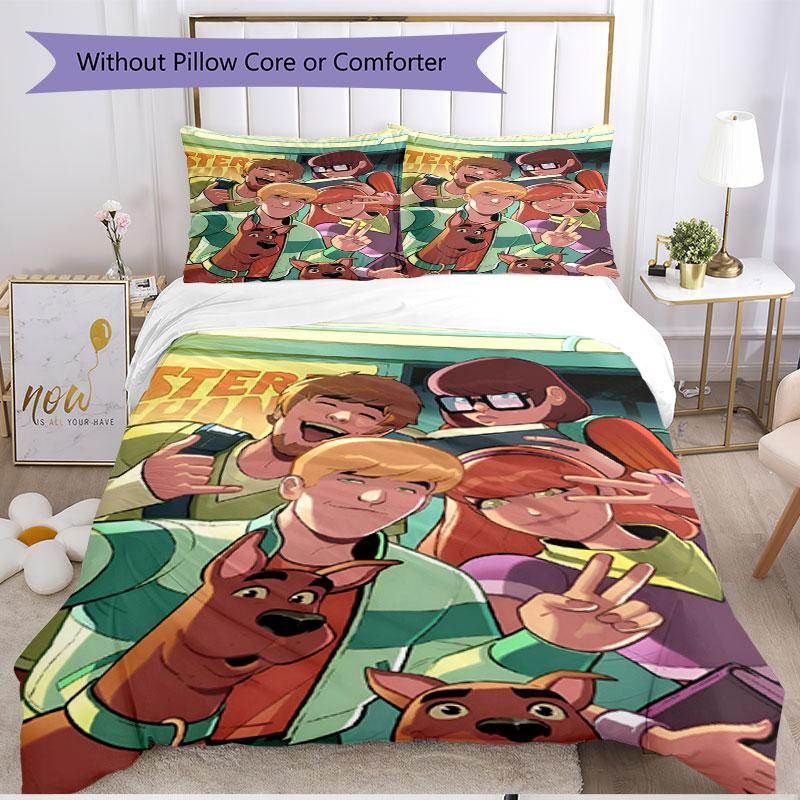3pcs Duvet Cover Set (1*Duvet Cover + 2*Pillowcase, Without Core), Scooby Print Soft All‑Season Bedding Set, Home Bedroom Decor Gift
