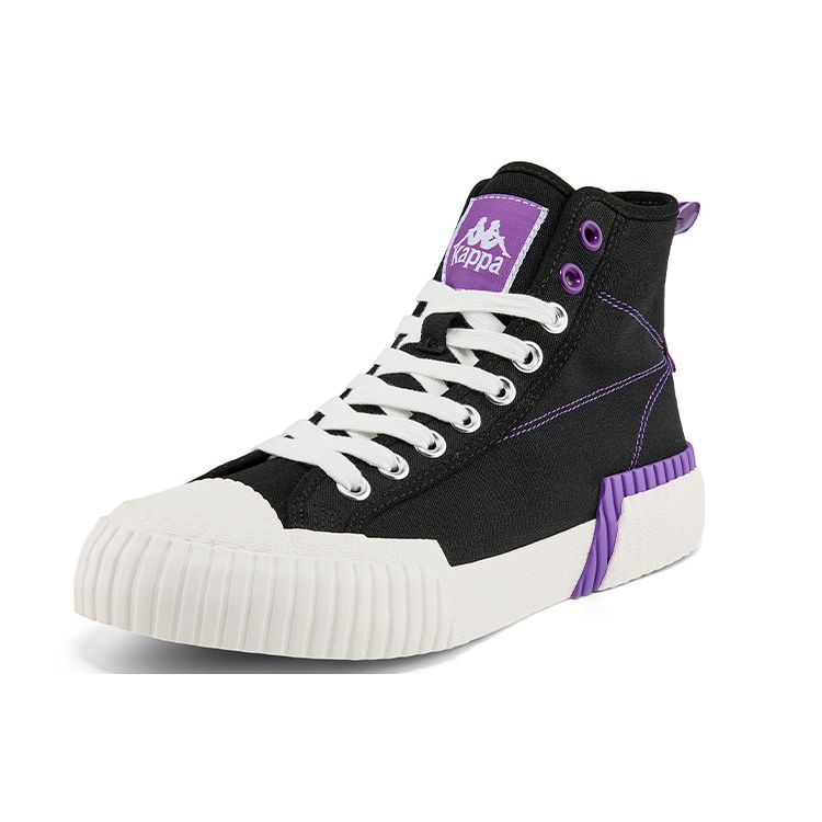Kappa Comfortable Versatile Non-Slip Wear-Resistant Breathable High-Top Canvas Shoes Unisex Sneakers Black Purple K0BY5VS03D-990