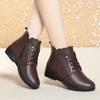 Thickened Wool Short Boots Women's Winter Cotton Leather Shoes Fleece Warm Women's Boots Flat-soled Soft-soled Mother Cotton Shoes Thin Straps