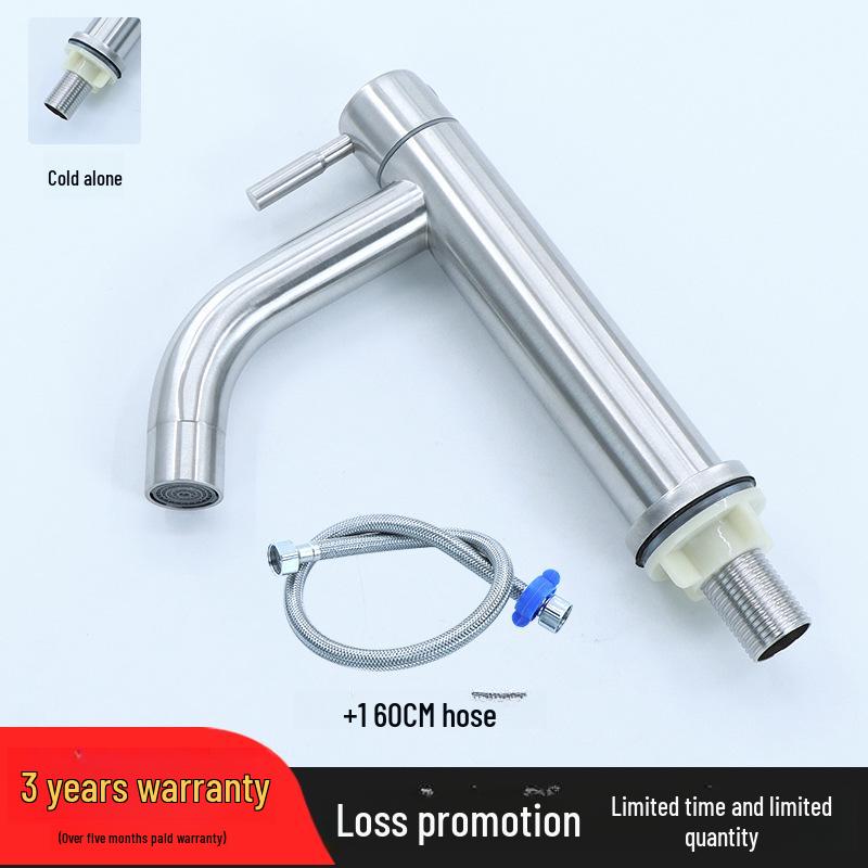 304 Stainless Steel Tall Single Cold Bathroom Faucet