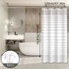Simple White Striped Shower Curtain, Bathroom Dry And Wet Separation Partition Curtain, Easy To Clean, Rental House Essential