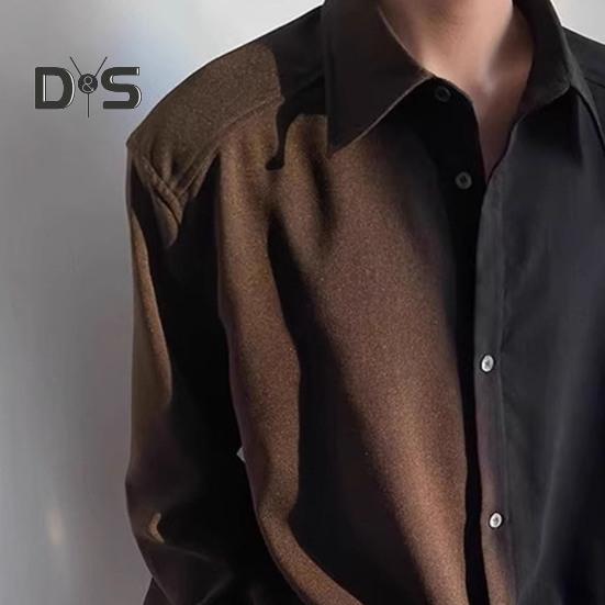 Herrenhemd Revers Langarm Einreihiges Hemd Frühling Einfarbig Dünne Oberbekleidung Schnelltrocknendes Atmungsaktives Hemd Alltagskleidung