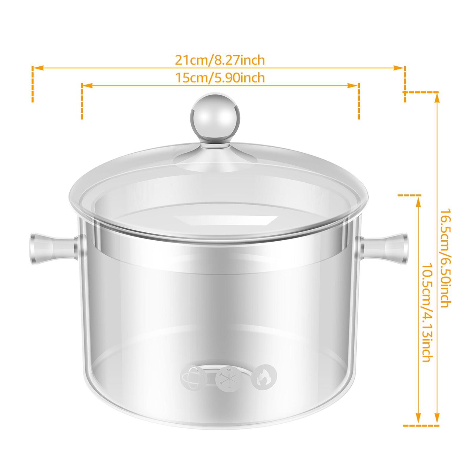 

1,5 л Прозрачная стеклянная кастрюля с крышками и кистью Антипригарная стеклянная кастрюля для тушения Жаростойкая Двойные ручки Кухонная посуда