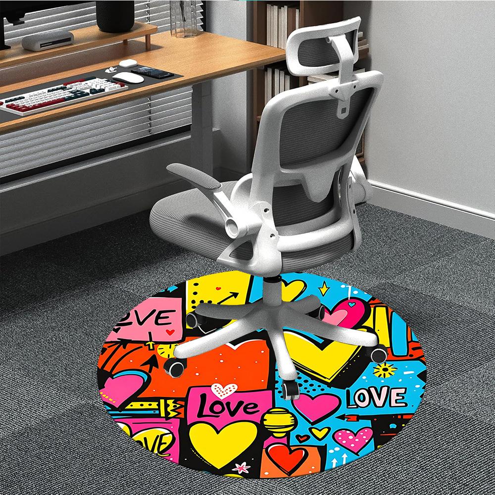 

1pc Love Hearts Pattern Chair Carpet for Office, Non-slip, Soft and Durable Office Rug for Decoration, Perfect for Office yy260105023 80cm by 80cm