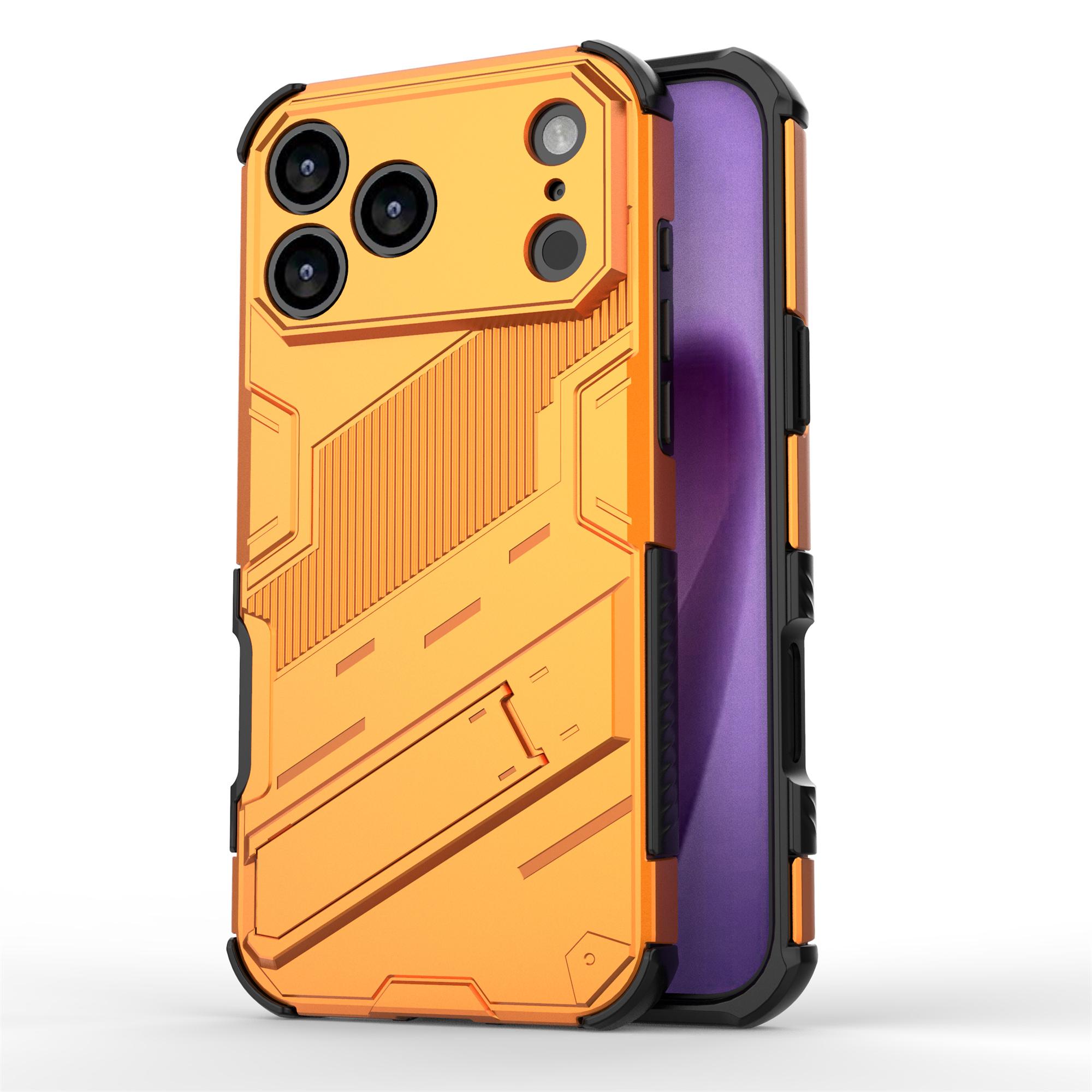 

For iPhone 17 Pro Case PC+TPU Shockproof Phone Cover with Kickstand Orange
