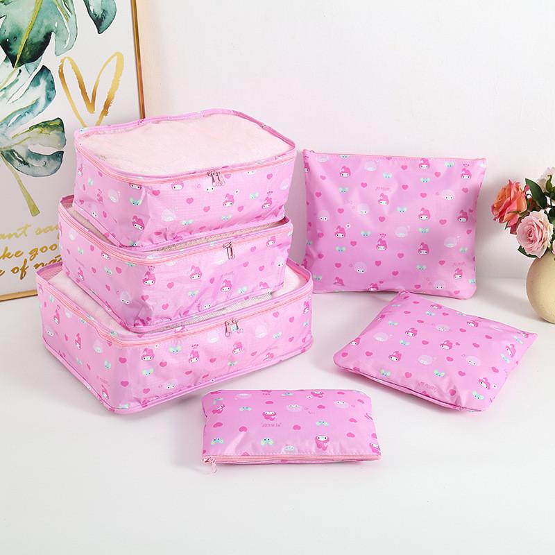 Kuromi Travel Cartoon Bag Set With Waterproof Oxford Fabric For Storage Clothing