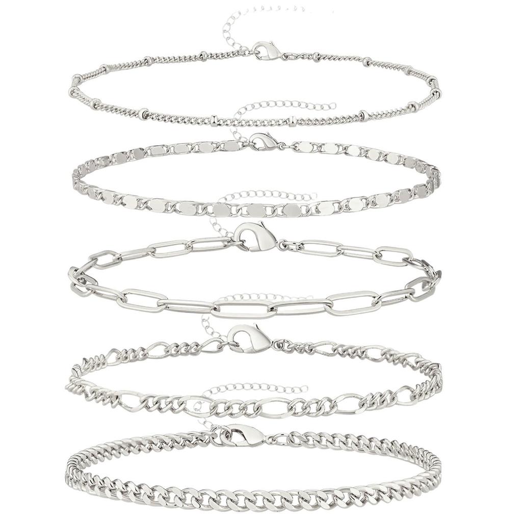 Bohemian Minimalist Women's Hand Jewelry Set: 6 Multi-layer Simple Bracelets