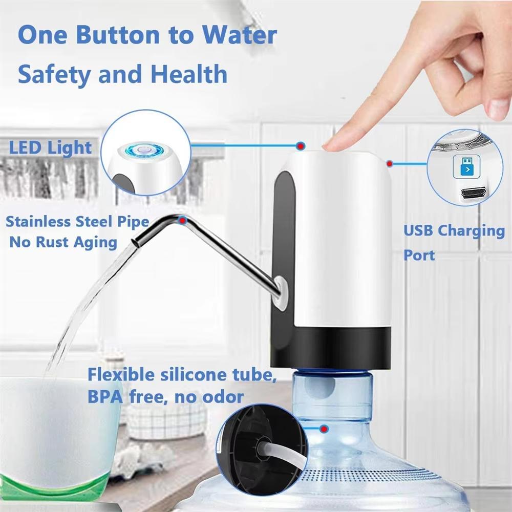 USB Charging Mini Water Dispenser With Extension Hose Water Pump Portable Bottle Electric Carboy Drinkware Pumps Kitchen Dining