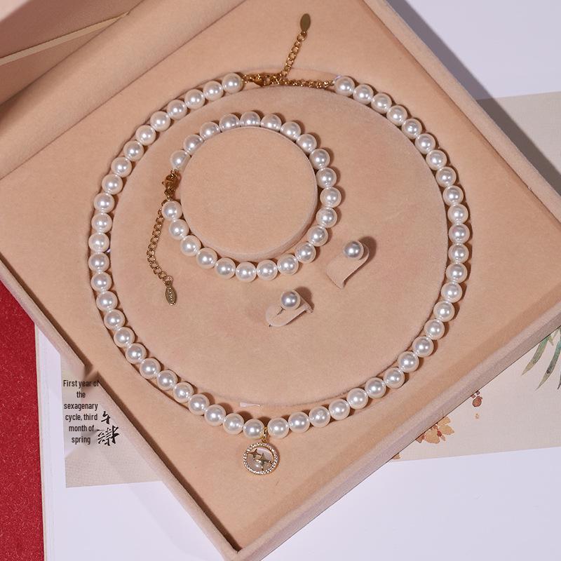 Elegante Collana di Perle di Conchiglia Profonda - Perfetto Regalo per la Festa della Mamma